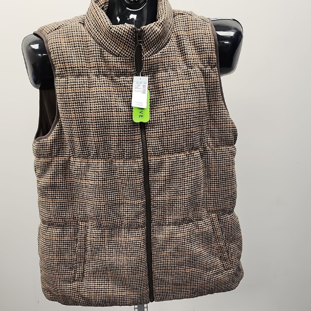 Stylish Houndstooth Puffer Vest